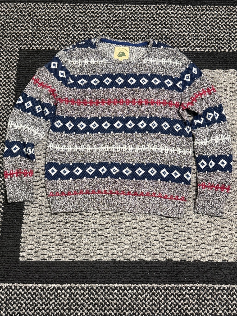 O’Hanlon Mills Wool Blend Sweater Fair Isle Nordic Men’s Large Cabincore Casual